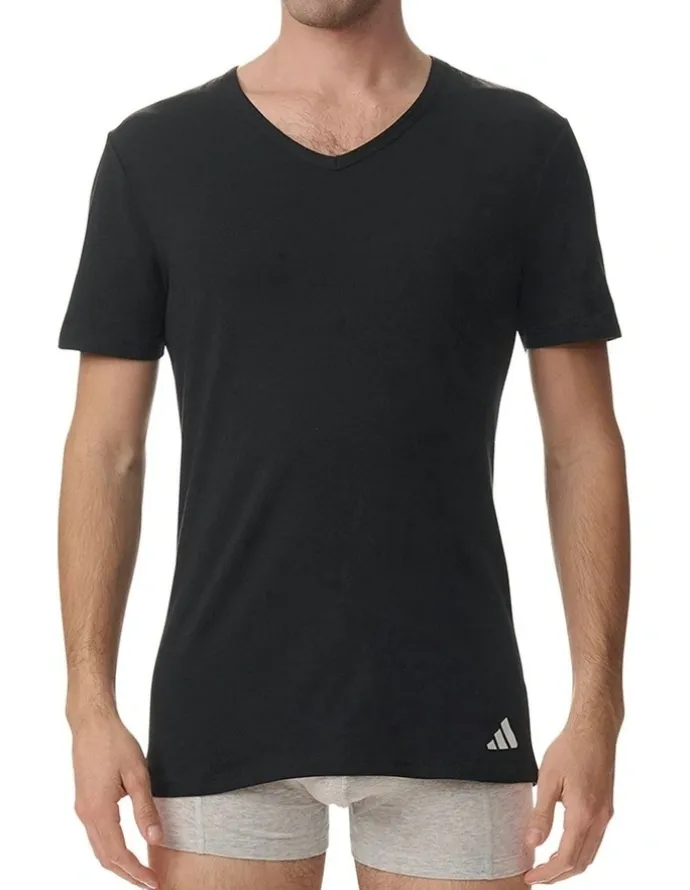 adidas Active Flex Cotton V-Neck T-shirt 2 Pack in Black