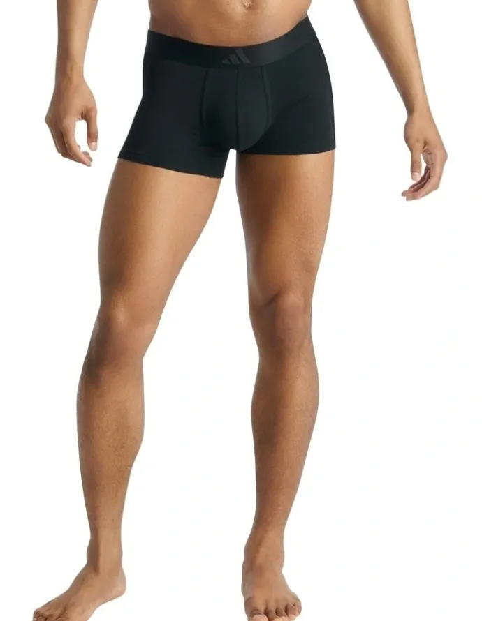 adidas Active Flex Cotton 3 Stripes Low Rise Trunk Underwear 2 Pack in Black