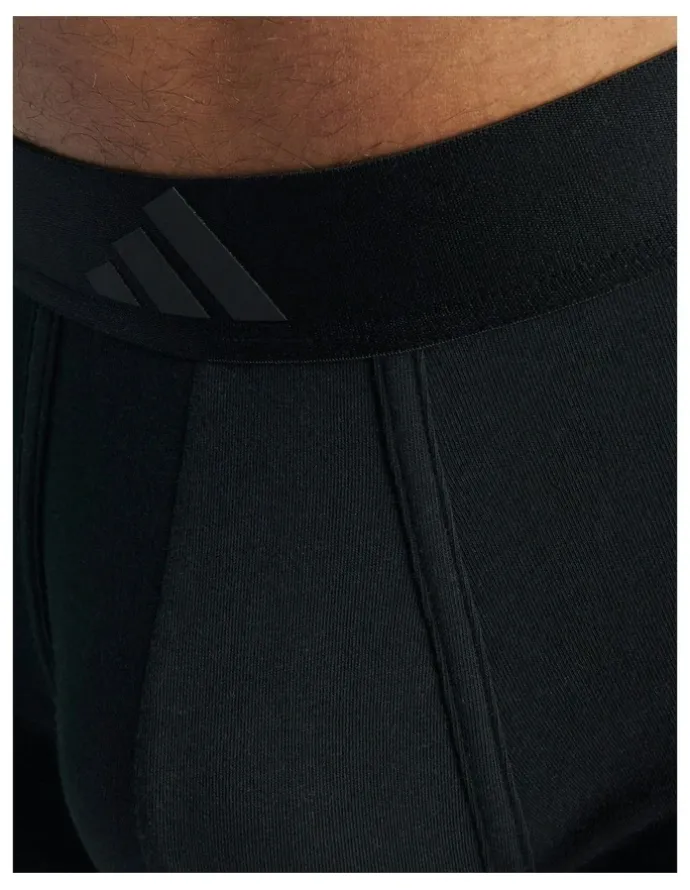 adidas Active Flex Cotton 3 Stripes Low Rise Trunk Underwear 2 Pack in Black