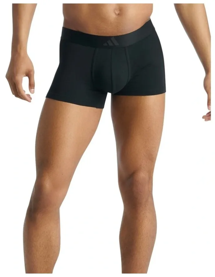 adidas Active Flex Cotton 3 Stripes Low Rise Trunk Underwear 2 Pack in Black