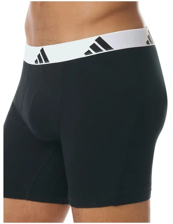 adidas Active Flex Cotton Boxer 3 Pack in Black/White Band