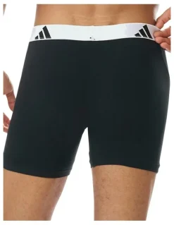 adidas Active Flex Cotton Boxer 3 Pack in Black/White Band