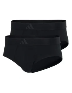 adidas Active Flex Cotton 3 Stripes Low Rise Brief Underwear 2 Pack in Black