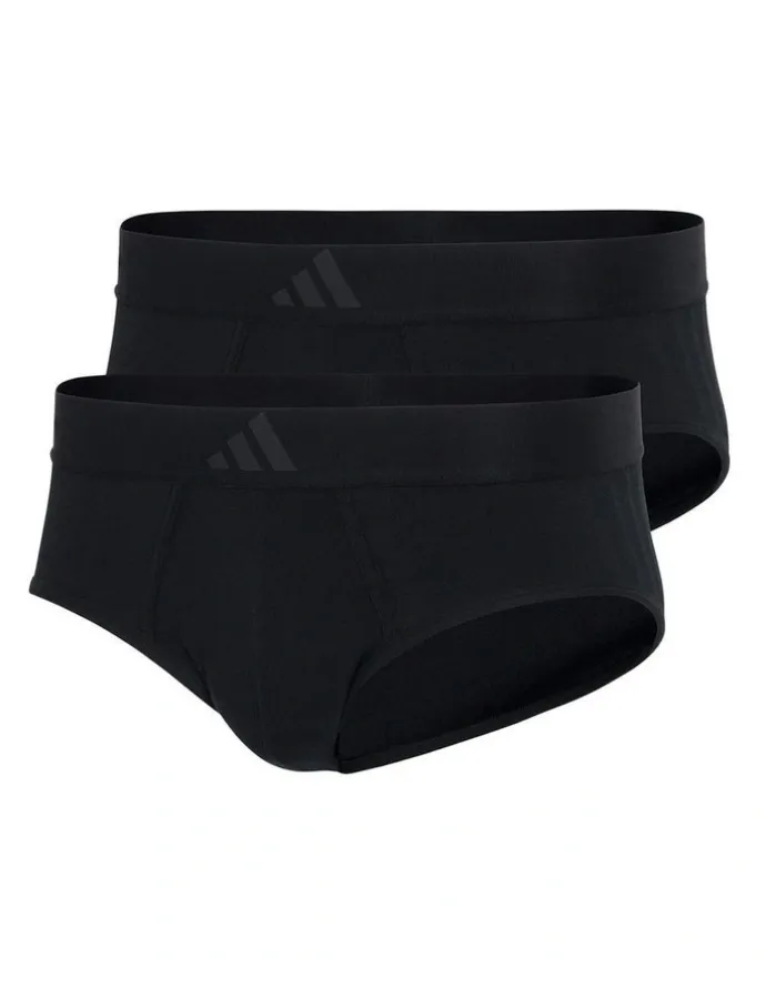 adidas Active Flex Cotton 3 Stripes Low Rise Brief Underwear 2 Pack in Black