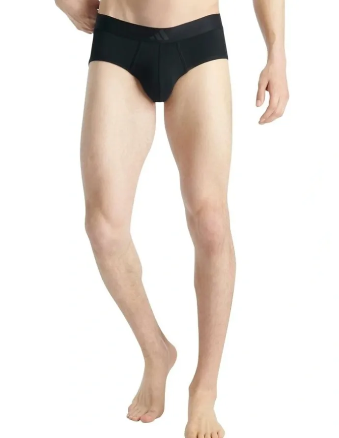 adidas Active Flex Cotton 3 Stripes Low Rise Brief Underwear 2 Pack in Black