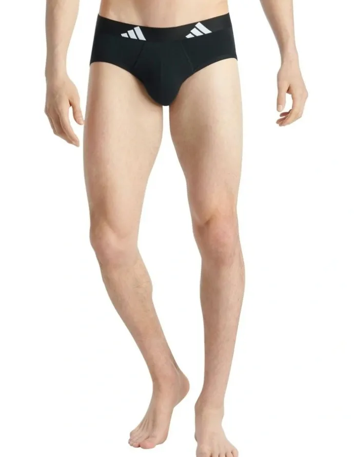 adidas Active Flex Cotton Brief Underwear 3 Pack in Black