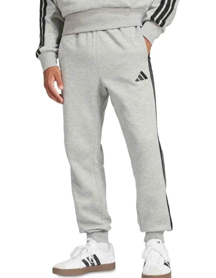 adidas Essentials 3 Stripes Fleece Joggers in Grey