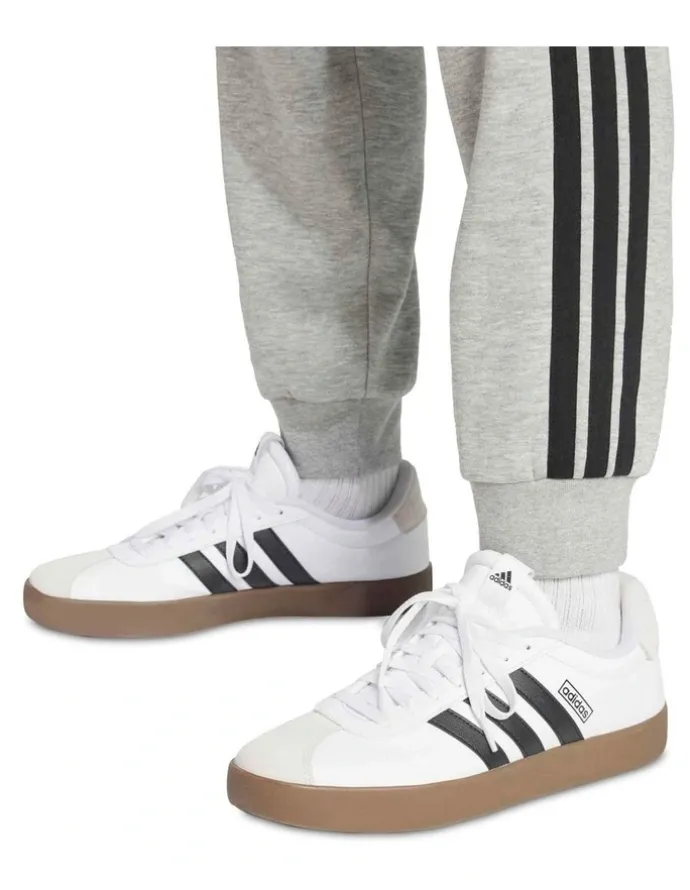 adidas Essentials 3 Stripes Fleece Joggers in Grey