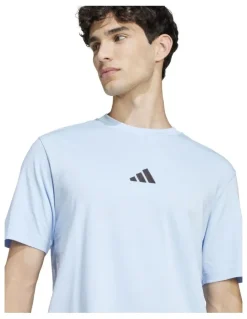 adidas Essentials Small Logo Single Jersey T-shirt in Glow Blue
