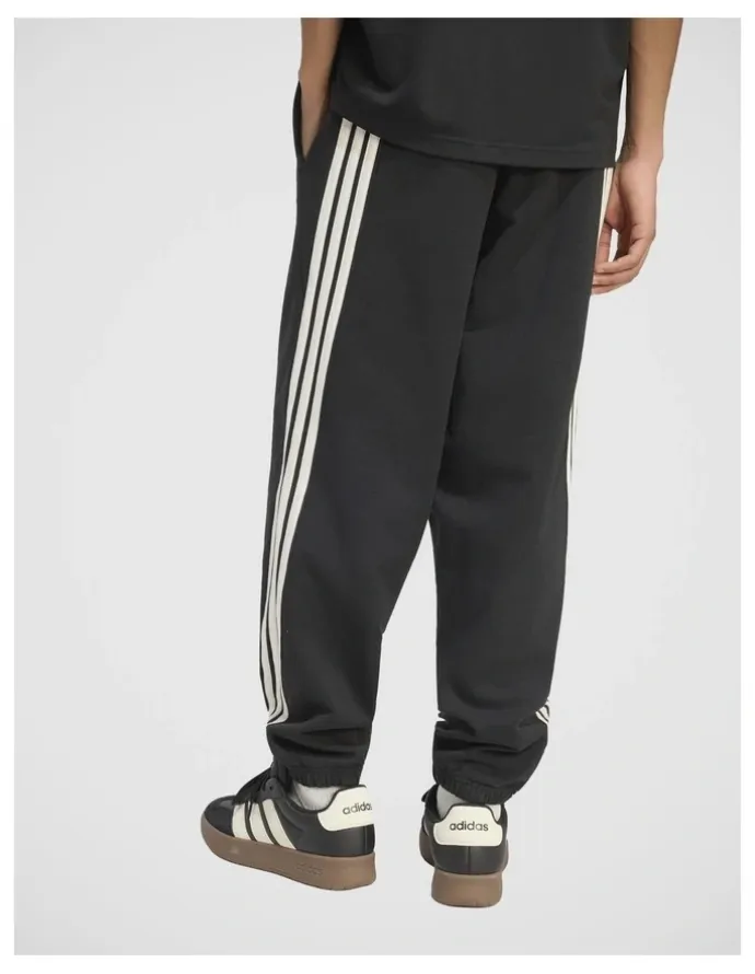 adidas Kit 3-Stripes Regular Cuffed Joggers in Black and Off White