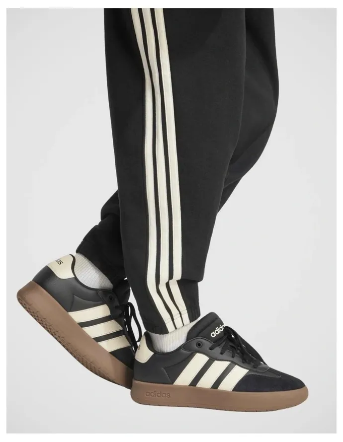 adidas Kit 3-Stripes Regular Cuffed Joggers in Black and Off White