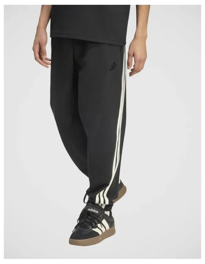 adidas Kit 3-Stripes Regular Cuffed Joggers in Black and Off White