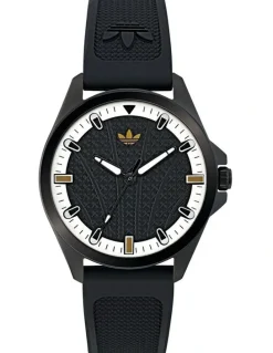 adidas Originals Iconic One IP Steel Silicone Watch in Black