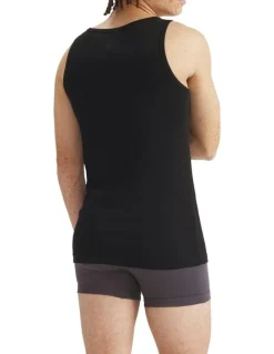 adidas Comfort Cotton Rib Tank Top Pack Of 2 in Black