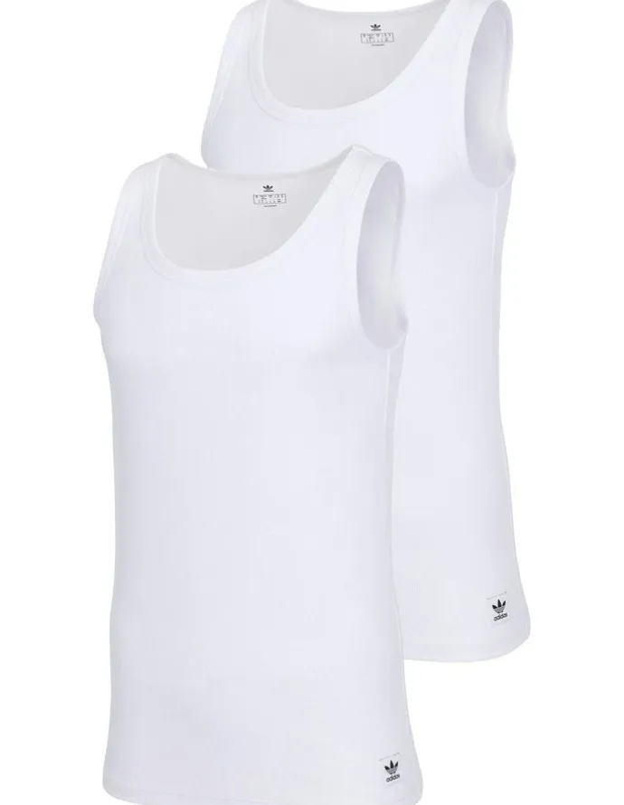 adidas Comfort Rib Cotton Tank Top Pack Of 2 in White