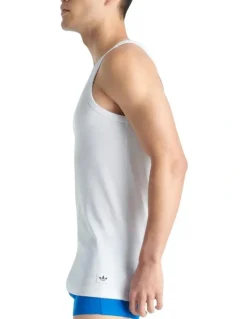 adidas Comfort Rib Cotton Tank Top Pack Of 2 in White