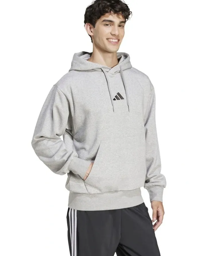 adidas Essentials Feelcozy Fleece Hoodie in Grey