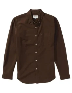 American Eagle Everyday Slim Oxford Button-Up Shirt in Chocolate