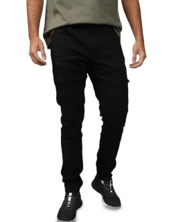 American Eagle Flex Athletic Skinny Patched Jeans in Always Black