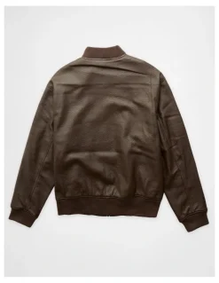 American Eagle Leather Bomber in Brown