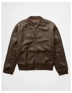 American Eagle Leather Bomber in Brown