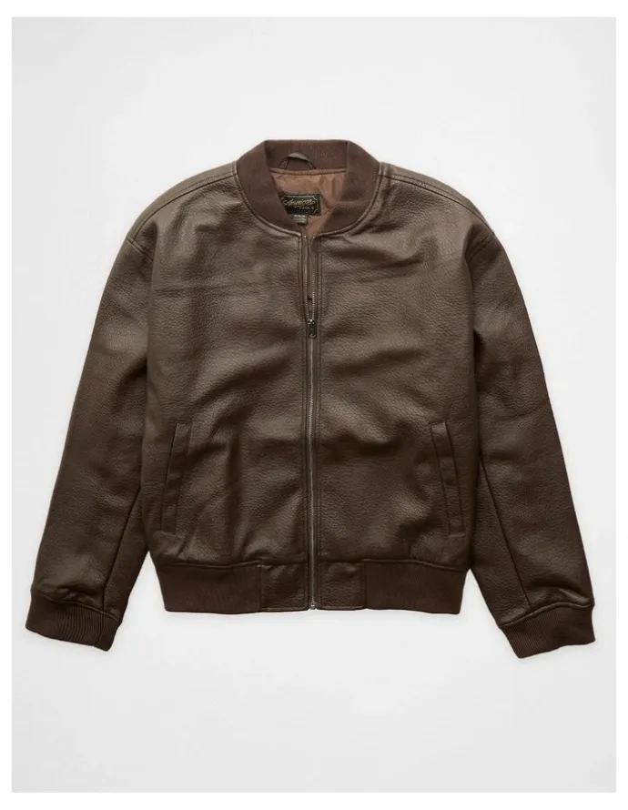 American Eagle Leather Bomber in Brown