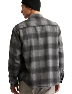 American Eagle Relaxed Heavyweight Flannel Shirt in Grey