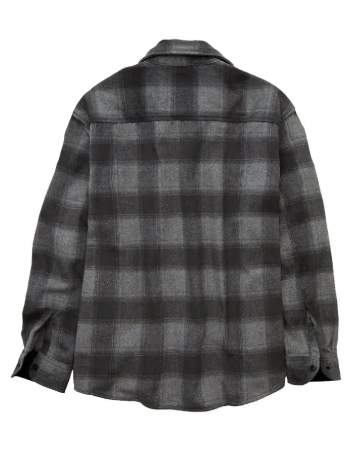 American Eagle Relaxed Heavyweight Flannel Shirt in Grey