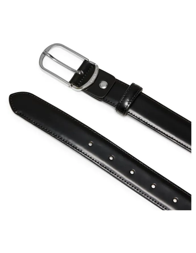 Aquila Bridges Leather Belt in Black