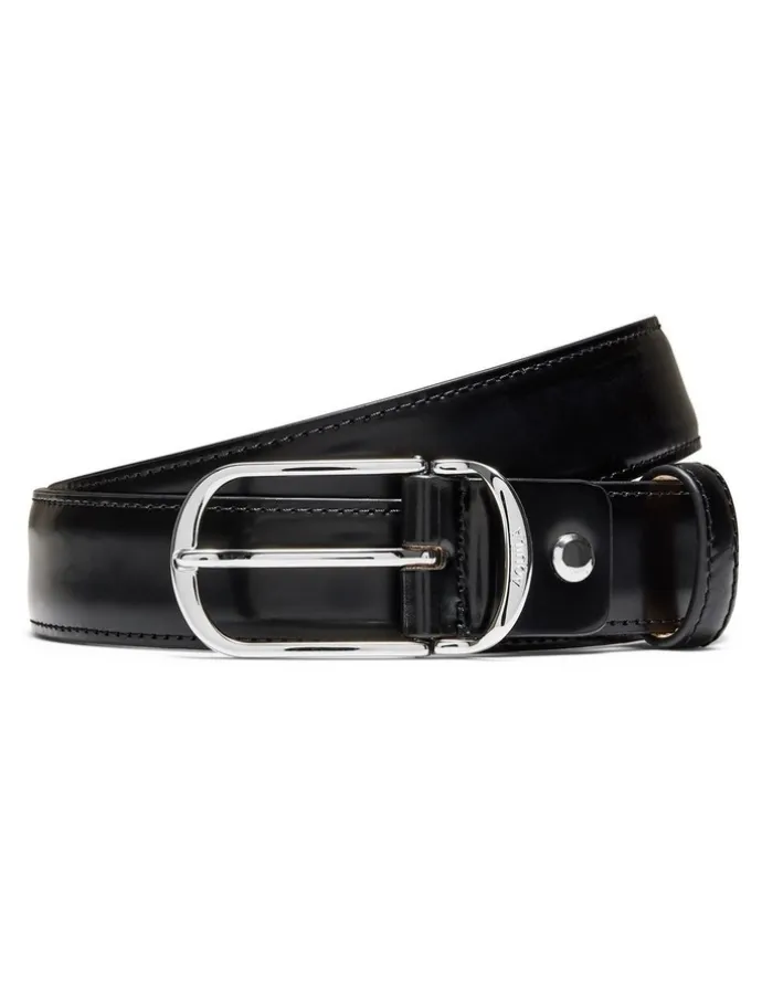 Aquila Bridges Leather Belt in Black
