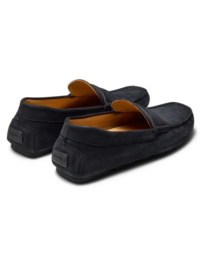 Aquila Cisco Nubuck Driving Shoes in Midnight