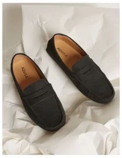 Aquila Cisco Nubuck Driving Shoes in Midnight