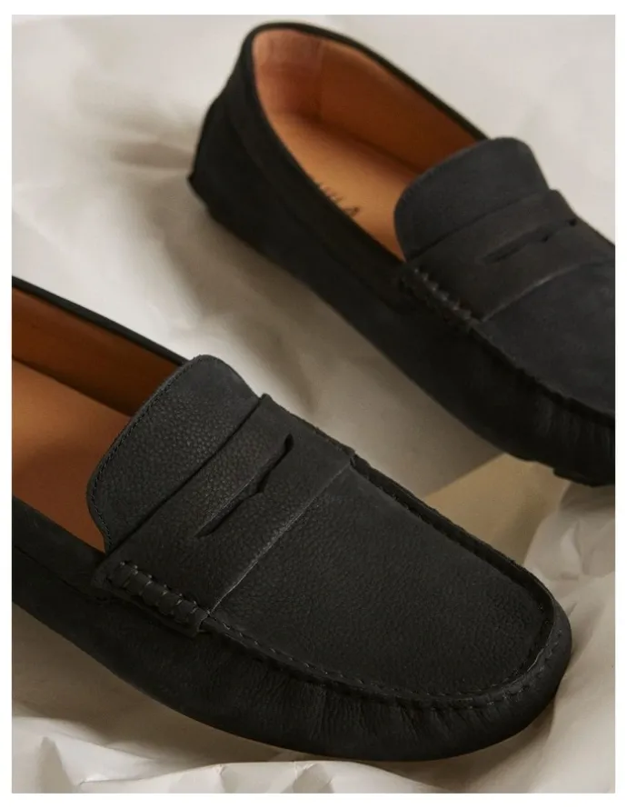 Aquila Cisco Nubuck Driving Shoes in Midnight