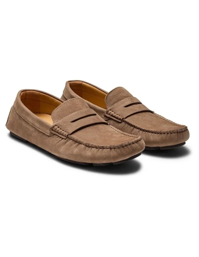 Aquila Cisco Nubuck Driving Shoes in Taupe
