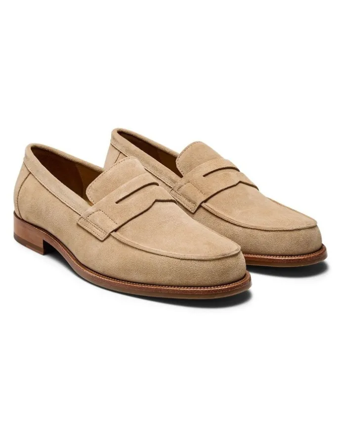 Aquila Dartmouth Suede Loafers in Sand