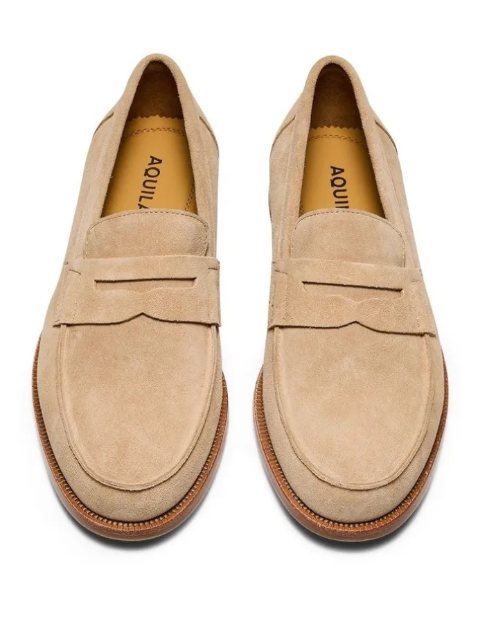 Aquila Dartmouth Suede Loafers in Sand
