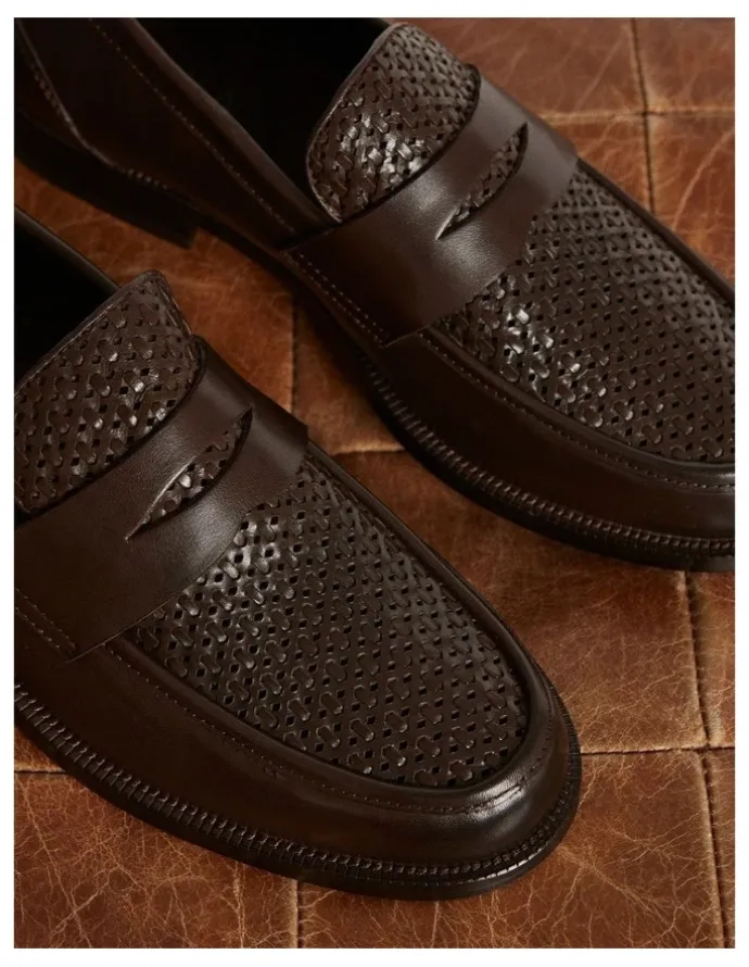 Aquila Dartmouth Weave Loafers in Brown