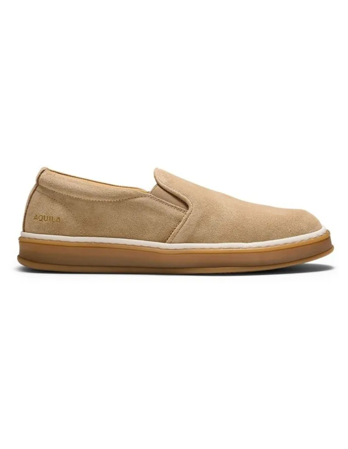Aquila Deuce Suede Slip-On Shoes in Cream
