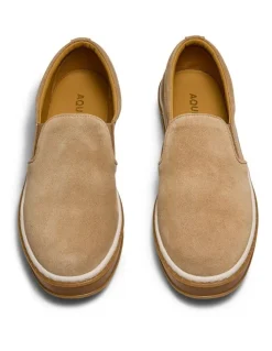 Aquila Deuce Suede Slip-On Shoes in Cream
