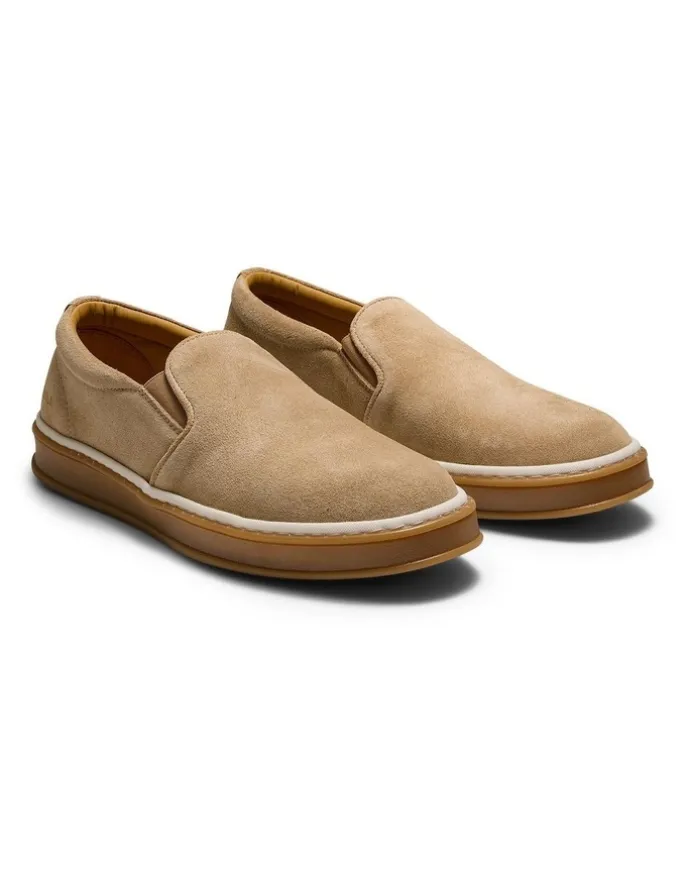 Aquila Deuce Suede Slip-On Shoes in Cream