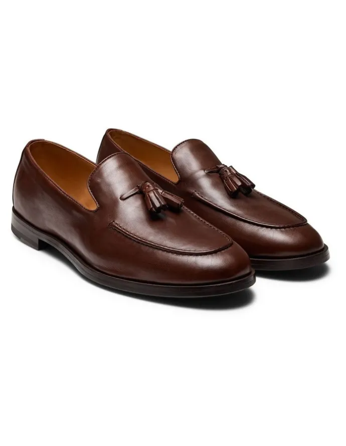 Aquila Elias Tassel Loafers in Brandy