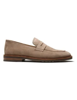Aquila Emilio Suede Penny Loafers in Taupe