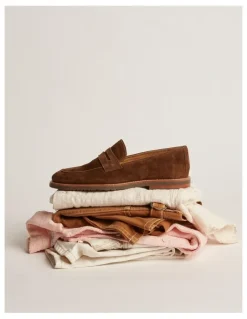 Aquila Emilio Suede Penny Loafers in Brown