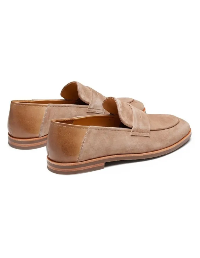 Aquila Giacomo Suede Loafers in Taupe