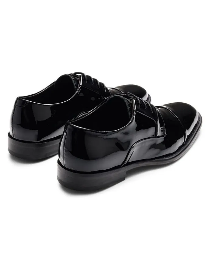 Aquila Grantham Derby Shoes in Patent Black