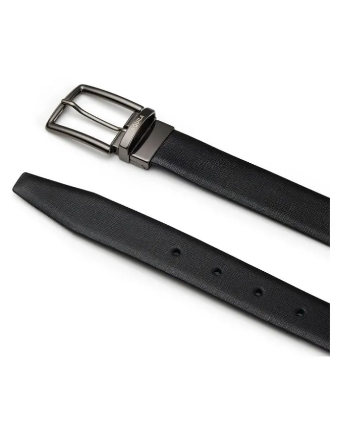 Aquila Martini Leather Reversible Belt in Black/ Brown