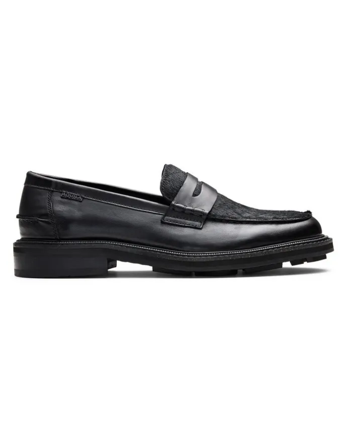 Aquila Mensa Pony Loafers in Black