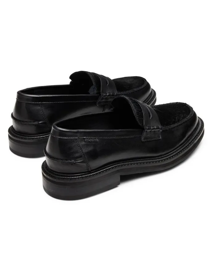Aquila Mensa Pony Loafers in Black