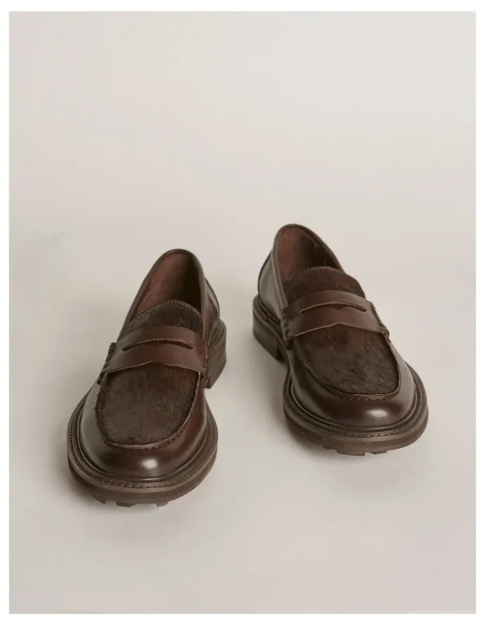 Aquila Mensa Pony Loafers in Brown