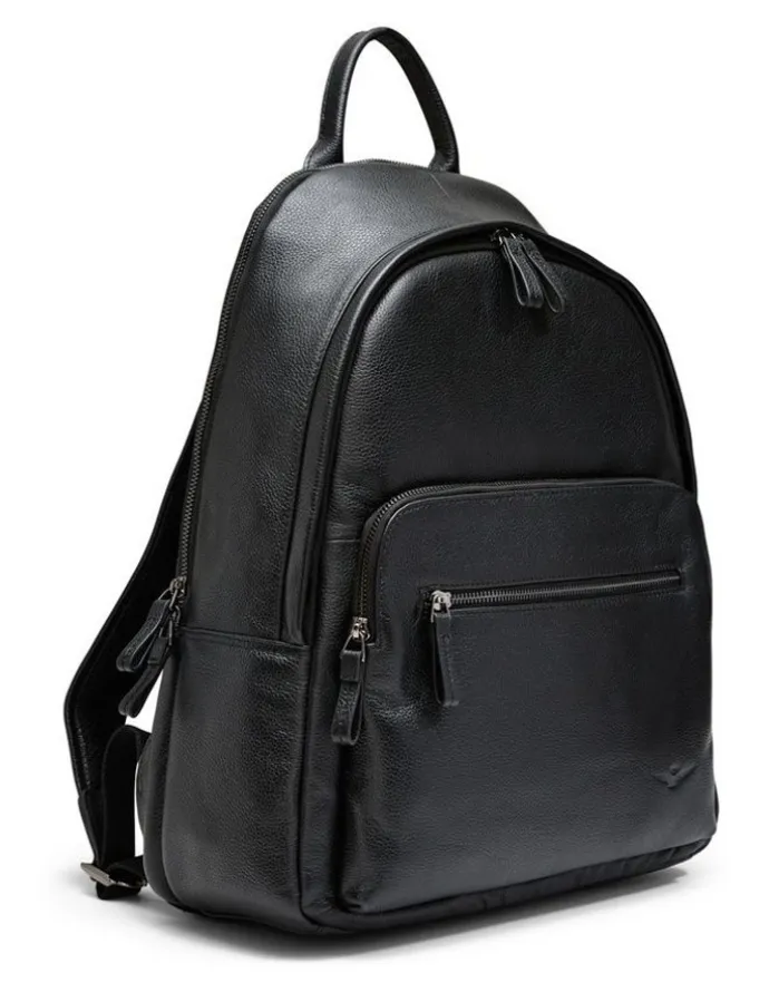 Aquila Montoro Leather Backpack in Black
